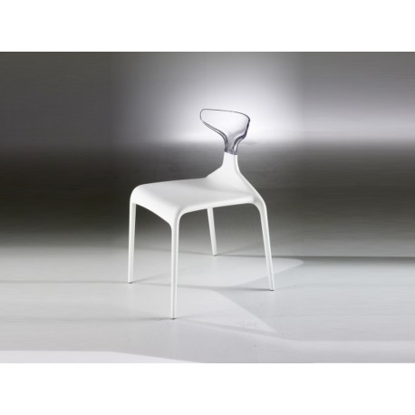 Chaise Punk Assise Blanche Dossier Transparent