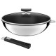 Stainless steel Wok with Lid and removable Handle 